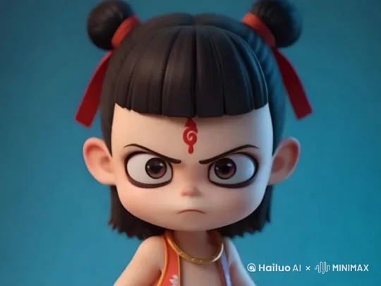 从镜头前经过，发现有人在看，扮个鬼脸吓唬人 by Hailuo AI Video Generator