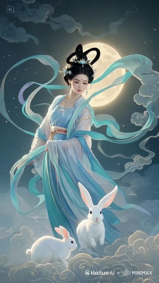 1.背景动态效果：可以让背景中的云朵
缓慢移动，增加画面的动态感。云朵的移动可以采用淡入淡出的效果，使其看起来更加自然。
2.人物飘带：人物身上的飘带可以设计
成随风飘动的效果。飘带的长度和弯曲度可以随机变化，使其看起来更加生动。
3.兔子动作：两只兔子可以有一些简单
的动作，比如耳朵微微颤动，或者轻
轻跳跃，增加画面的趣味性。
4. 月光闪烁：背景中的月亮可以增加一
些闪烁的效果，使其看起来更加明亮
和神秘。
5.整体色调变化：可以加入一些轻微的
色调变化，使整个画面看起来更加梦
幻和富有层次感。 by Hailuo AI Video Generator