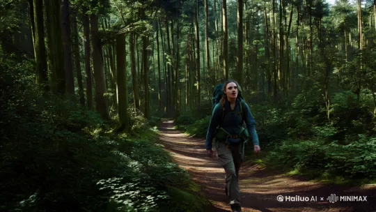 1. 整体场景描述
提示词: "A person walking through a dense, mysterious forest, with dappled sunlight filtering through the trees. The atmosphere is serene yet slightly eerie. Suddenly, the person stops and looks up in awe at a massive, alien spaceship looming overhead, casting a long shadow over the forest floor."
2. 人物细节
提示词: "A lone hiker, wearing outdoor gear and a backpack, walking along a narrow path in the forest. The hiker's expression changes from calm to shocked as they look up at the sky."
3. 外星战舰细节
提示词: "The alien spaceship is enormous, with a sleek, futuristic design. It has a metallic, silver-gray surface with glowing blue and green lights. The ship is partially obscured by the treetops, but its size is evident from the massive shadow it casts on the ground."
4. 环境细节
提示词: "The forest is dense, with tall trees and thick underbrush. Sunlight filters through the canopy, creating dappled patterns on the forest floor. The atmosphere is tranquil, with the sounds of birds and rustling leaves, until the spaceship appears, casting an eerie silence."
5. 氛围和情绪
提示词: "The overall mood is a mix of awe and suspense. The hiker's initial calmness is replaced by shock and disbelief as they realize the enormity of the spaceship. The scene should evoke a sense of wonder and the unknown."
6. 镜头角度和视角
提示词: "The camera starts at eye level with the hiker, following them as they walk. When the spaceship appears, the camera tilts up to show the full size of the ship, then pulls back to show the hiker and the spaceship in the same frame, emphasizing the contrast in size."
7. 色彩和 lighting
提示词: "The color palette is rich and vibrant, with deep greens and browns for the forest, and cool, metallic tones for the spaceship. The lighting is natural, with dappled sunlight, until the spaceship appears, when the lighting takes on a cooler, more artificial tone."
8. 音效和音乐
提示词: "The background sounds are of a peaceful forest, with birds chirping and leaves rustling. When the spaceship appears, the sou by Hailuo AI Video Generator