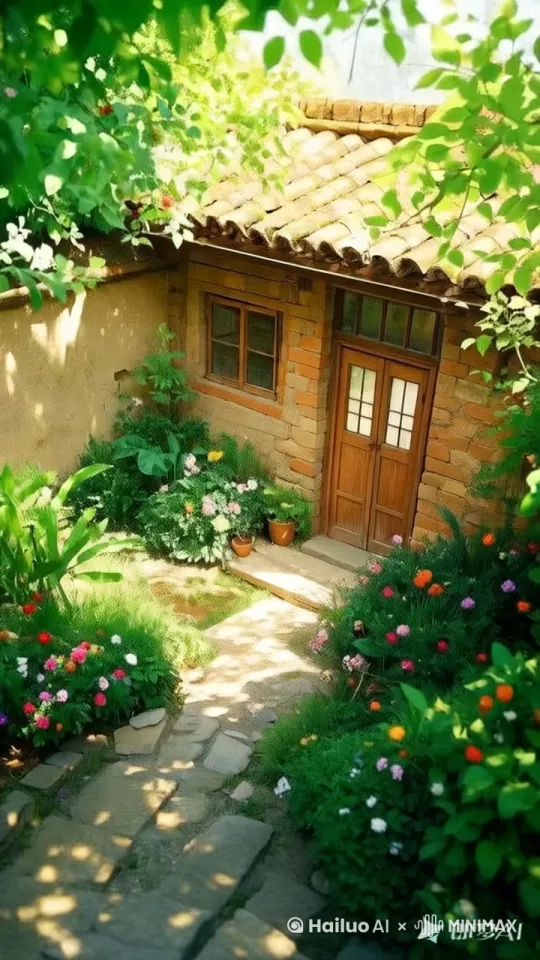 树叶和花草随着风摆动，蝴蝶飞来飞去 by Hailuo AI Video Generator