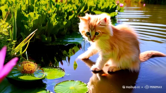小猫钓鱼 by Hailuo AI Video Generator
