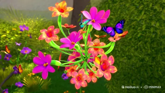 飞花追逐蝴蝶 by Hailuo AI Video Generator