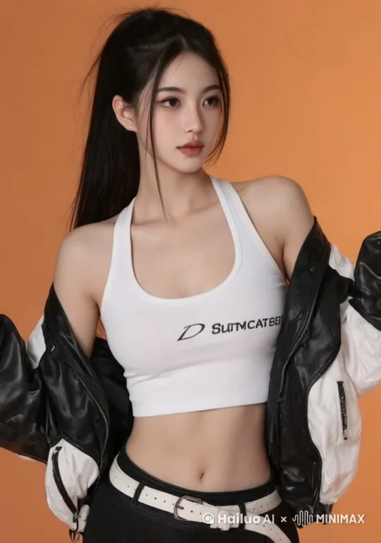 一个女孩对着镜头跳街舞，展现了自信、青春、活力 by Hailuo AI Video Generator