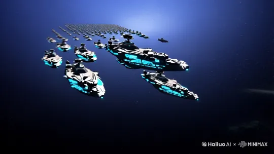 在无尽的宇宙深空中,垃格朗日联合舰队的战舰如同一片钢铁洪流,铺天盖地地朝目标星球逼近。旗舰“永恒号”带领着数百艘重型巡洋舰和驱逐舰,舰身闪烁着幽蓝的能量护盾,仿佛吞噬一切的光影。舰队周围,数千架无人战机如蜂群般穿梭,编织出致命的火力网。行星表面,防御工事喷射出炽热的能量束,试图阻挡这无情的攻势,但联合舰队的火力如狂风暴雨般倾泻而下,炮火轰鸣,震颤着整个星球。随着登陆舱划破大气层,地面战斗拉开帷幕,钢铁与火焰交织出一幅末日景象。 by Hailuo AI Video Generator