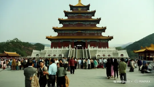 唐朝，人来人往，大慈恩寺。[推进,上升] by Hailuo AI Video Generator