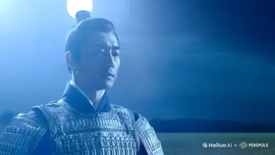 主要表现物：将军（男士）
场景空间：夜晚的原野
运动/变化：将军思考
镜头运动：通过变焦推进的方式，展现出中国古代将军的思考过程，并通过下降和推进的方式，呈现出月亮的变化和将军行走的方向。
美感氛围：使用冷色调和明亮的月光，表现出夜晚的神秘和宁静，同时通过将军身上的铠甲和他思考的内容，表现出他的决心和勇气。

因此，这个场景可以被描述为一个夜晚的原野，月亮弯钩似的下降并推进，一位身穿铠甲的将军（男士）正在思考。通过变焦推进的方式，展现出将军的思考过程，并通过下降和推进的方式，呈现出月亮的变化和将军行走的方向。整个画面采用冷色调和明亮的月光，表现出夜晚的神秘和宁静，同时通过将军身上的铠甲和他思考的内容，表现出他的决心和勇气。 by Hailuo AI Video Generator