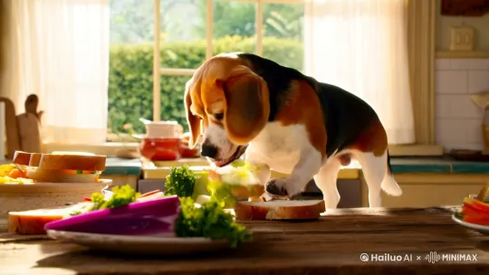 比格犬在做早饭 by Hailuo AI Video Generator