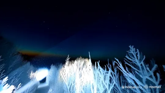 凌晨五点，头灯划破浓稠的黑暗，冰霜在登山杖尖凝结成晶。海拔3079米的召唤悬在头顶，雪粒撞击冲锋衣的簌簌声，是这场冬夜朝圣的序曲。当第一缕曙光照亮雷洞坪的冰挂森林，千万根雾凇枝条折射出碎钻般的光芒，像诸佛垂落的银璎珞。

九十九道拐的冰阶藏着隐秘杀机，防滑链与冻土摩擦出金属颤音。呼吸在零下八度凝成白雾，睫毛结出细小的冰棱。正午时分穿过接引殿，云海在脚下翻涌成乳白色的圣湖，冰瀑凝固的瞬间被阳光刺穿，幻化出七重宝光。

当金顶普贤菩萨的金身刺破最后一片雪云，腕表显示海拔刻度跳至3099米。十小时冰火淬炼，雪粒渗进骨髓又化作热汗蒸腾，山道丈量过的不仅是零下十度的蜀地，更是用体温与意志熔铸的朝圣长卷。此刻钟声响彻云巅，看脚下十万亩云涛如莲花开落，方知峨眉冬雪原是淬炼佛性的银焰。 by Hailuo AI Video Generator