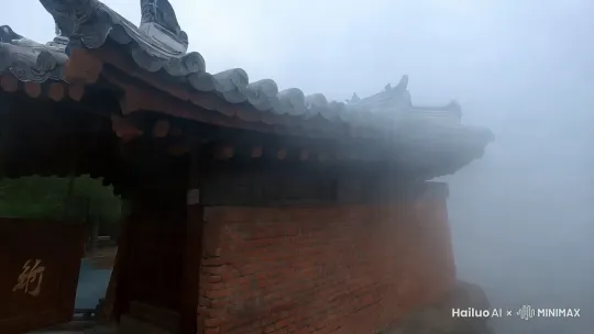 镜头自云雾缭绕的天际缓缓下移，一座气势恢宏的古代建筑在朦胧中渐显真容。飞檐斗拱好似苍鹰振翅，在云雾中若隐若现，每一砖一瓦、每一处雕花，皆沉淀着岁月的厚重。
 镜头拉近，定格在建筑正门。一块古朴厚重的牌匾高悬其上，“风雪阁”三个大字铁画银钩，墨色在日光下闪烁微光，仿佛在无声诉说着江湖的风起云涌。
 镜头穿过大门，步入庭院。古木林立，青砖铺地，肃穆庄重之感扑面而来。庭院中央热闹非凡，一位身着劲装的中年男子立于高台之上，声如洪钟：“风雪阁广纳贤才，共铸江湖传奇！只要你有一腔热血、一身本领，风雪阁的大门便为你敞开！”台下江湖儿女们热血沸腾，眼中满是憧憬与期待，纷纷摩拳擦掌，准备迎接考验。 by Hailuo AI Video Generator