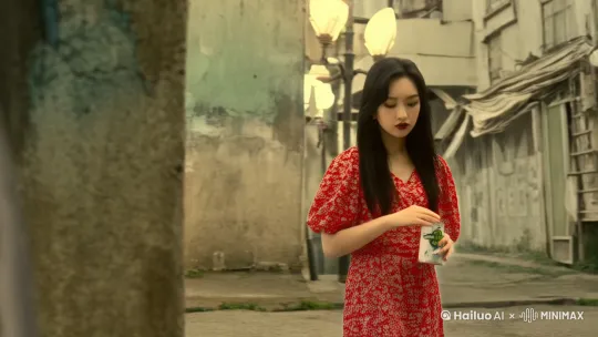 分镜场景
场景一
场景台词：不知道从什么时候开始，什么东西上面都有日期。
提示词：拍摄景别为全景，人物景别是全身，平视视角，中心构图。核心主体是站在老旧街道的林悦，她眼神略带迷茫，微微低头看着手中的罐头。环境场景是充满复古港风的街道，有斑驳的墙壁、老式路灯。艺术风格为王家卫电影风格，氛围光线是傍晚时分的暖黄色调，光线柔和。色调以暖黄色为主，营造出怀旧的氛围。
运镜语言：镜头从远处缓慢推近，让观众逐渐看清林悦和周围的环境，增强代入感。
音效：环境音有街道上车辆行驶的声音和人们的交谈声，背景音乐淡入，选择一首节奏舒缓、带有复古电子元素的音乐，为影片奠定怀旧的基调。

风格色调
参考风格关键词：王家卫电影风格、复古港风、胶片质感。
画面质感：画面具有颗粒感，模拟胶片拍摄的效果，让画面更具年代感和艺术感。
色调氛围：整体色调以暖色调为主，尤其是红色和黄色，红色的碎花裙在暖色调的环境中更加突出，营造出热情、浪漫又怀旧的氛围。
背景音乐
推荐歌曲：《梦中人》王菲。选择理由：这首歌是王菲翻唱自 The Cranberries 的《Dreams》，具有浓郁的 90 年代港风特色，旋律悠扬，节奏轻快又带有一丝慵懒，与短片的复古港风以及王家卫电影风格十分契合，能够很好地烘托出浪漫、怀旧的氛围，让观众更好地沉浸在短片所营造的情境中。
 by Hailuo AI Video Generator