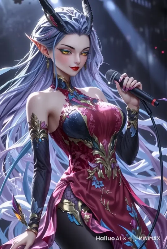 人物申请的演唱，灯光闪耀，火焰和烟雾 by Hailuo AI Video Generator