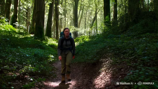 1. 整体场景描述
提示词: "A person walking through a dense, mysterious forest, with dappled sunlight filtering through the trees. The atmosphere is serene yet slightly eerie. Suddenly, the person stops and looks up in awe at a massive, alien spaceship looming overhead, casting a long shadow over the forest floor."
2. 人物细节
提示词: "A lone hiker, wearing outdoor gear and a backpack, walking along a narrow path in the forest. The hiker's expression changes from calm to shocked as they look up at the sky."
3. 外星战舰细节
提示词: "The alien spaceship is enormous, with a sleek, futuristic design. It has a metallic, silver-gray surface with glowing blue and green lights. The ship is partially obscured by the treetops, but its size is evident from the massive shadow it casts on the ground."
4. 环境细节
提示词: "The forest is dense, with tall trees and thick underbrush. Sunlight filters through the canopy, creating dappled patterns on the forest floor. The atmosphere is tranquil, with the sounds of birds and rustling leaves, until the spaceship appears, casting an eerie silence."
5. 氛围和情绪
提示词: "The overall mood is a mix of awe and suspense. The hiker's initial calmness is replaced by shock and disbelief as they realize the enormity of the spaceship. The scene should evoke a sense of wonder and the unknown."
6. 镜头角度和视角
提示词: "The camera starts at eye level with the hiker, following them as they walk. When the spaceship appears, the camera tilts up to show the full size of the ship, then pulls back to show the hiker and the spaceship in the same frame, emphasizing the contrast in size."
7. 色彩和 lighting
提示词: "The color palette is rich and vibrant, with deep greens and browns for the forest, and cool, metallic tones for the spaceship. The lighting is natural, with dappled sunlight, until the spaceship appears, when the lighting takes on a cooler, more artificial tone."
8. 音效和音乐
提示词: "The background sounds are of a peaceful forest, with birds chirping and leaves rustling. When the spaceship appears, the sou by Hailuo AI Video Generator