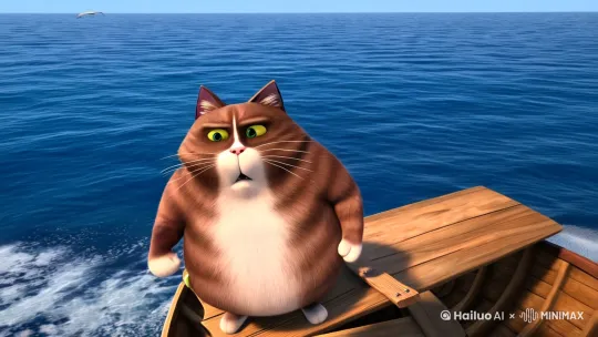 大肥猫在海里补鲨鱼 by Hailuo AI Video Generator