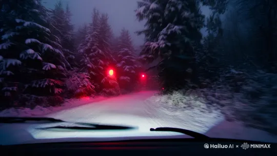 以下是为这段雪景设计的10秒视频分镜脚本,以电影级质感呈现自然与机械的诗意碰撞:
【0-2秒】
车内主观视角(挡风玻璃雨刷律动)
压弯的云杉枝条从画面顶端垂落雪帘
刹车灯红光在雪雾中晕染成血色光晕(慢镜头)
【3-5秒】
引擎盖视角长镜头(运动模糊处理)
积雪路面炸裂的冰晶随轮胎飞溅
挡风玻璃倒影中掠过被积雪压弯的芦苇群舞
【6-8秒】
航拍上帝视角(冷调青蓝色滤镜)
车灯如萤火虫穿梭在雪原褶皱带
突然切至车内特写:睫毛凝结的冰晶随眨眼坠落
【9-10秒】
挡风玻璃突然蒙上雾气的瞬间(呼吸声放大)
手指划出弧线显露出——
远方被雪覆盖的废弃木屋剪影(定格渐黑)
建议搭配环境音:
轮胎碾雪簌簌声+树枝积雪坠落闷响+车内电子仪表滴答声,混入若有若无的冰层开裂低频音效 by Hailuo AI Video Generator