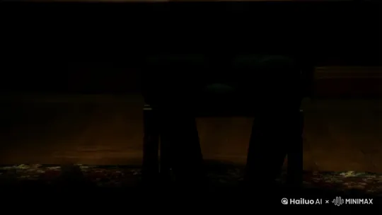 镜头从一片昏暗环境的低机位地面镜头开始,缓缓前推并上升,随着镜头的上升,画面中出现一张奢华的木桌,镜头继续上升,拍摄到木桌之后昏暗的环境里坐着一个正对镜头的人,这个人的面部被一束顶光照亮,胸口上戴着一朵鲜红的玫瑰,画面构图和明暗色彩类似《教父》。 by Hailuo AI Video Generator