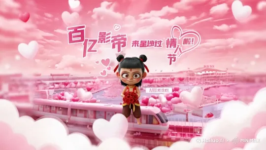 场景中的气球纷纷离开地面，漂浮在空中。 by Hailuo AI Video Generator