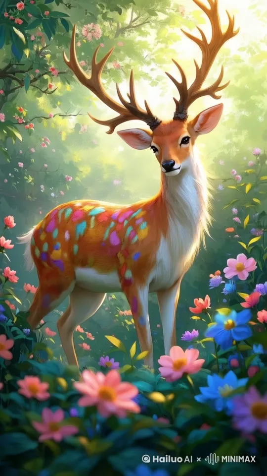 梅花鹿在烟雾缭绕中，立刻幻化成美女 by Hailuo AI Video Generator