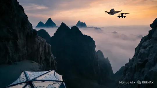 【开场：神秘山峦·考古启程】（0:00-0:20）
场景：
水墨泼染的群山间，晨雾缭绕，无人机航拍视角掠过陡峭岩壁，镜头聚焦于一顶印有饕餮纹的科考帐篷。背景音乐以古筝与电子合成音交织，烘托神秘感。
文物细节：
考古队装备上的纹饰参考三星堆青铜器的云雷纹与饕餮纹，手持的探测仪屏幕显示三维扫描的洞穴壁画——壁画风格借鉴敦煌飞天的流动线条，中央隐约有麒麟图腾，其鳞片纹理取自西周青铜器蟠螭纹71112。
**【发现：远古麒麟苏醒】（0:21-0:50）
冲突爆发：
队员触发洞穴机关，岩壁崩裂，青铜锁链断裂声如龙吟。地底升起一座青铜祭坛（造型融合商代龙纹扁足鼎与汉代博山炉），封印裂隙中迸发青绿色光芒——麒麟破封而出！
麒麟设计：
视觉特效：麒麟鬃毛采用《哪吒2》的毛发解算技术，每根毛发随风舞动，表面镀有青铜锈色，眼部粒子水墨特效模拟火焰流动，呼应“火属性”设定712。
动作设计：麒麟腾空时，足下生云（粒子特效模拟水墨晕染），撞击山体引发碎石飞溅，场景融入动态水墨渲染引擎的柔化边缘效果，强化写意感712。
**【对抗：团队协作降神兽】（0:51-1:30）
角色分工：
队长：抛出仿制“天元鼎”的青铜法器（参考商代敦的浑圆造型），启动全息阵法困住麒麟；
技术员：操作无人机投射符文光束（光束轨迹暗合书法狂草笔意）；
地质学家：以声波仪模拟古乐编钟频率，试图安抚麒麟1112。
高光镜头：
麒麟暴怒甩尾，队员闪避时护甲上的饕餮纹骤然发光（参考李靖甲胄设计），形成屏障。慢镜头中，水墨粒子与赛博光效碰撞，如《哪吒2》中“破鼎之战”般炸裂711。
**【终章：封印与伏笔】（1:31-2:00）
收束：
麒麟被符文锁链缠绕，化作青烟缩回祭坛，地面浮现神秘卦象。镜头特写祭坛裂缝中透出红光——暗示更多上古神兽即将苏醒。
彩蛋：
片尾字幕背景出现玉虚宫风格的建筑剪影，仙鹤群飞（致敬《瑞鹤图》），远景山脉轮廓隐约浮现龙形阴影，为续作埋线1112。
技术实现亮点
粒子水墨：用于麒麟能量场与阵法启动瞬间，模拟墨色渗透宣纸的质感；
动态渲染引擎：场景切换时山雾流动如泼墨动画，强化“东方赛博”美学；
文物考据：从三星堆青铜器到宋代建筑鸱吻，细节严谨度对标《哪吒2》结界兽设计 by Hailuo AI Video Generator