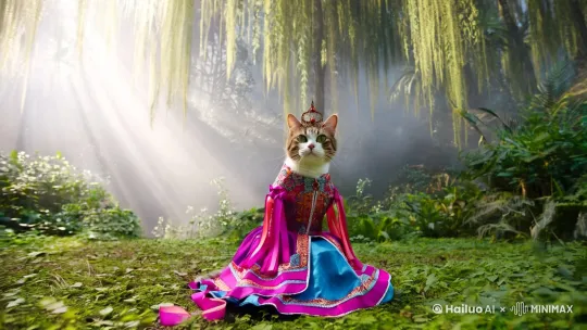 一只猫咪变成了最近流行的哪吒，电影里的哪吒形象。 by Hailuo AI Video Generator