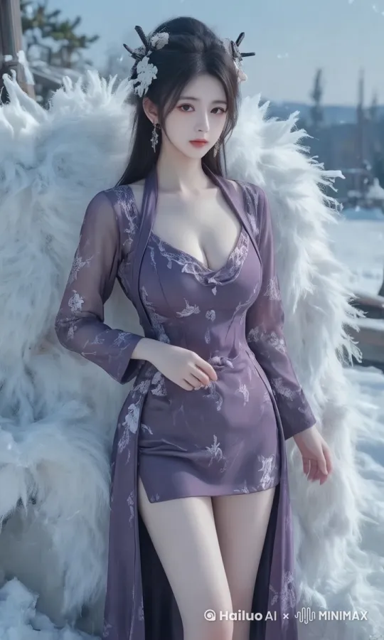 女孩双手叉腰先向左转三分之一圈在向右转三分之一圈 by Hailuo AI Video Generator