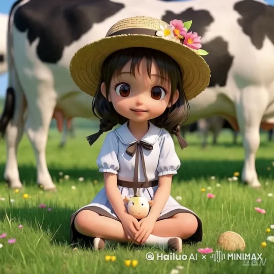 一个萌萌的、快乐的放牛娃 by Hailuo AI Video Generator