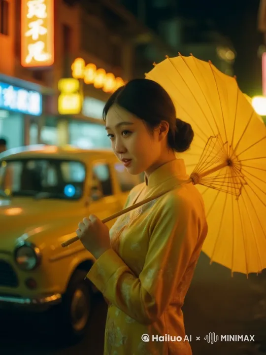 天空下起了雨，雨滴落在美女的手上，画面给到近景，美女落寞的表情，最后看了一眼镜头。眼中含泪，面部特写 by Hailuo AI Video Generator