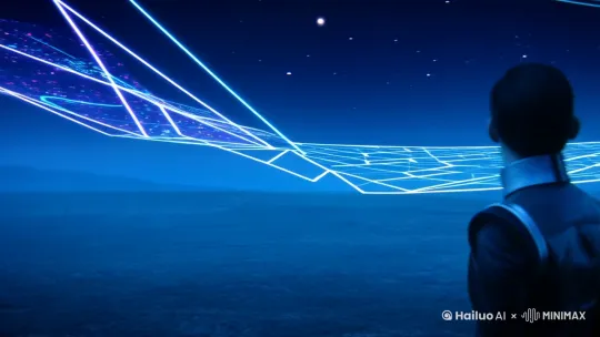 （开场，深蓝色背景，夜空中有若隐若现的霓虹光点或几何抽象图案，营造一种冷冽而富有未来感的氛围。背景中若有线条状物或光晕飘动，象征着时间的流逝和暂停）

旁白：

“时间仿佛被打破，我站在某个十字路口，任凭内心潮汐涌动。”

（画面切换至人物孤独的身影：穿着现代风格的衣服（如高领背心搭配金属边框外套），独自站在十字路口的一侧。背景中抽象的线条或光线效果延伸至远处，营造未来感和深度感）

旁白：

“任凭内心潮汐涌动，却只能选择一个方向前行。”

（画面切换至人物转向镜头，眼神略带决然或忧郁：‘留下那些未出口的话语’）

旁白：

“留下那些未出口的话语，给夜深人静时自顾不暇的自己。”

（画面切换至夜晚渐暗的画面，背景中抽象的线条或光晕逐渐淡去，留下一片深邃的黑暗。十字路口处可能出现微光闪烁的几何图案，象征着时间的流逝和现代感的延续）

旁白：

“或许我早已习惯了在深夜独自承受这一切，只是这次选择用泪水来诠释，而不是用沉默去延续内心的苦痛。”

（画面切换至人物孤独的身影消失在夜色中，留下一片深沉而富有力量感的背景。文字“时间仿佛被打破”缓缓浮现，结束场景） by Hailuo AI Video Generator