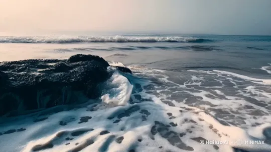 🌅 第一部分：日出海景（莫兰迪灰蓝色调）

镜头1（5秒）：低角度海浪慢动作特写，灰蓝色海水裹挟泡沫冲刷礁石
镜头2（3秒）：逆光剪影镜头，孤独人影面朝大海站立，发丝随风飘动
转场设计：利用浪花飞溅的瞬间做Luma Fade亮度转场
🌇 第二部分：黄昏海面（莫兰迪暖橘色调）

镜头3（6秒）：航拍夕阳在海平面投射的金色光路，降低饱和度呈现雾感橘
镜头4（4秒）：漂浮的透明玻璃瓶特写，内部装着手写信笺随波起伏
动态文字：在浪涌时浮现「潮汐偷走了承诺/却把思念刻成皱纹」字体选用手写瘦金体
🎵 氛围强化

背景音：海浪白噪+ 大提琴版《A Thousand Years》片段
音效：加入海鸥远鸣、信纸摩擦声的3D环绕音
📱 发布技巧

封面图截取转场瞬间的浪花光影
文案引导：「你看，连大海都学会了欲言又止」
[右移,左摇,跟随] by Hailuo AI Video Generator