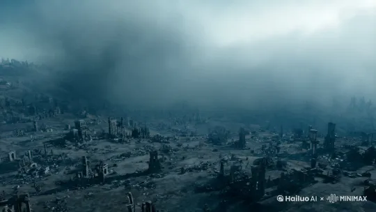 以远景俯瞰视角起镜，末日的大地一片荒芜，残垣断壁如疮痍般布满视野，浓厚的阴霾沉沉地压在这片废墟之上，给世界蒙上一层绝望的暗灰色调。突然，画面右上方一道黑影如流星般急速下坠，那正是一架失去控制的飞机，拖着长长的黑烟，如末日的丧幡。
飞机机身剧烈颤抖，金属外壳在气流冲击下发出扭曲的声响，零部件如雨点般纷纷脱落。飞机引擎喷出熊熊火焰，与黑烟交织在一起，宛如一条愤怒的火龙，在灰暗的天空中肆意舞动。
镜头迅速拉近，聚焦在这架坠落的飞机上，机身的细节逐渐清晰，破碎的舷窗闪烁着寒光，仿佛是飞机绝望的眼睛。随着飞机不断下坠，地面的废墟在它的阴影下愈发显得渺小，而那即将到来的撞击，仿佛让整个世界都为之颤抖。就在飞机即将触地的瞬间，画面定格，强烈的视觉冲击，营造出末日绝境下的震撼与悲壮。 by Hailuo AI Video Generator