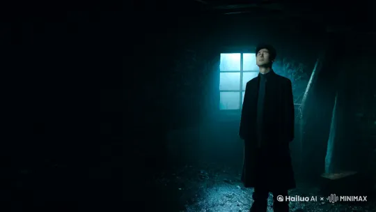 夜色如墨，杨亦峰站在地下室的中央，气氛异常诡异。月光透过地下室的窗户洒在他的身上，给他增添了几分神秘感。他闭上眼睛，感受着周遭的每一个细节——潮湿的空气、沉闷的气压、地下暗流的涌动。这些都让他感到不安，仿佛随时都会有一只 [右移,左摇,跟随] 的鬼影从某个角落出现。 by Hailuo AI Video Generator