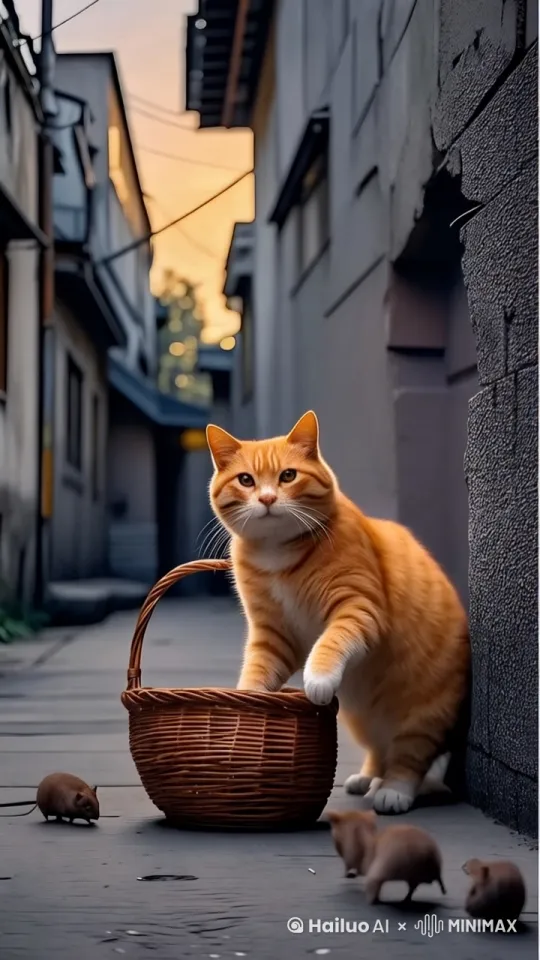 “橘猫抓地上的老鼠” by Hailuo AI Video Generator