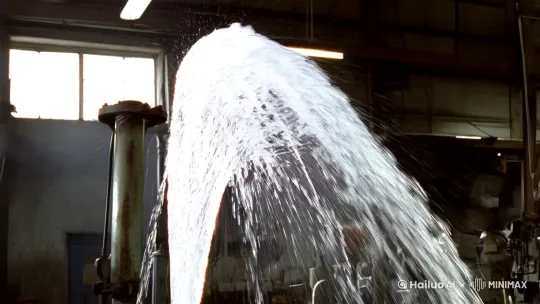 在维修的过程中管道破裂漏水了，水溅了一米高，马上用扳手维修过程程 by Hailuo AI Video Generator