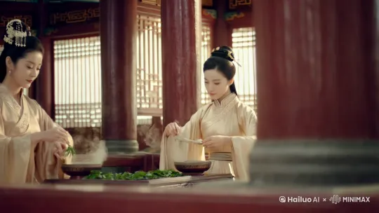 中国风，水墨风，茶叶，白茶，复古，宫廷，美女 by Hailuo AI Video Generator