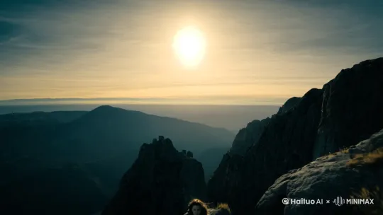 岭上平看月，山头坐唆风。
心中一片气，不与女人同。
 by Hailuo AI Video Generator