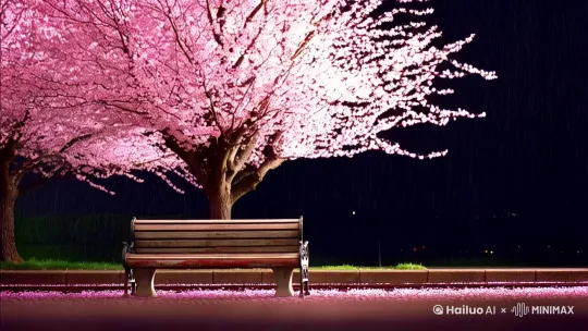 开场画面（0-5秒）
• 空镜：樱花树下飘落的花瓣雨（慢镜头+浅焦虚化）
• 镜头缓缓下移至树下长椅
• BGM前奏：钢琴单音+微弱弦乐震颤
2. 回忆片段（5-15秒）
• 交替剪辑：
- 男女主角十指相扣的手部特写（逆光拍摄）
- 女主角侧脸在电车玻璃上的倒影（雨滴滑落效果）
- 撕碎的信纸在风中飞舞（特写镜头）
• 镜头运动：手持轻微晃动+柔光滤镜
3. 情感高潮（15-30秒）
• 女主角独自站在月台（广角镜头+低饱和度色调）
• 列车进站带起的风吹散围巾（慢动作捕捉发丝飘动）
• 空荡候车椅上的两杯凉透的咖啡（推轨镜头）
• BGM高潮：小提琴独奏渐强
4. 终幕（30-40秒）
• 水面倒影中的女主角（涟漪打碎倒影）
• 樱花枝头最后一片花瓣飘落（微距镜头）
• 黑场后浮现手写日文字幕（配合笔尖摩擦音效）
🎼 音乐建议：
推荐使用「RADWIMPS - 火花」钢琴版或Aimer「蝶々結び」纯音乐版本，注意截取1:15-1:45间的情绪高潮段落
🗒️ 日文文案：
「桜色の季節に、あなたと出会った
消えない傷跡のように、この手の温もりだけが
ずっと...ずっと残ってる
約束の花は、もう二度と咲かないのに」
（中文意译：在樱色的季节与你相遇/如同永不消退的伤痕/唯有掌心的温度长存/约定之花却再不会盛开）
🎤 配音指导：
- 采用气声演绎法（息遣い）
- 在「ずっと...」处加入0.5秒哽咽停顿
- 语速控制在1.4字/秒的抒情节奏
- 推荐使用「Voicemith」等专业语音合成软件调整声线
🎨 视觉增强建议：
1. 色彩方案：青灰色主调+樱粉高光点缀
2. 动态效果：添加35mm胶片颗粒+漏光特效
3. 文字呈现：毛笔字体竖排+逐字浮现效果[推进,上升] by Hailuo AI Video Generator