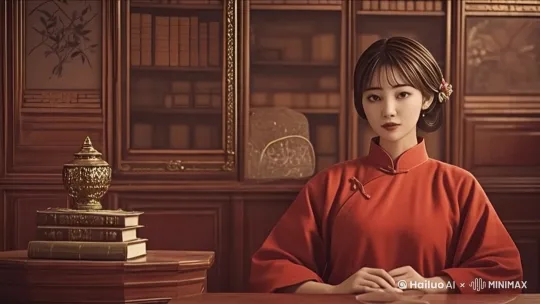 边对着屏幕轻声说话，手部配合小幅度动作 by Hailuo AI Video Generator