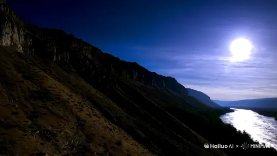 他强由他强，清风拂山岗；他横由他横，明月照大江[右移,跟随] by Hailuo AI Video Generator
