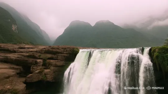 1. **开篇镜头**  
   - 远山云雾缭绕，水墨晕染风格的庐山全景，若隐若现的瀑布如白练垂落。  
   - 镜头缓缓推进，瀑布轰鸣声渐起  
   [变焦推进][推进] by Hailuo AI Video Generator