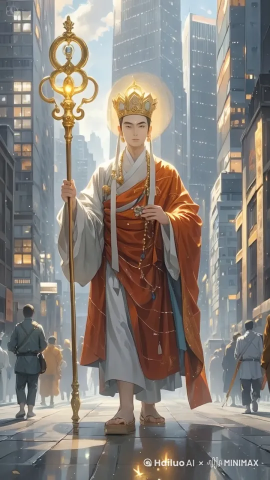 主体动态呈现自然，唐僧走猫步，镜头跟随 by Hailuo AI Video Generator