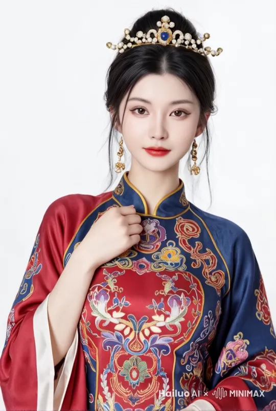 一个中国古代女人微笑着整理头发 by Hailuo AI Video Generator