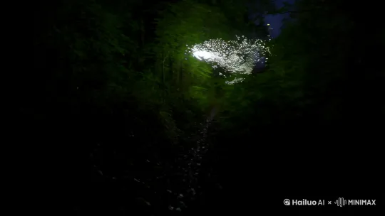 萤火深林
手持镜头穿行夜林，萤火虫群随脚步声惊起，光点轨迹与星芒在长曝光中交织成网。 by Hailuo AI Video Generator