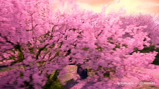 时间：清晨；地点：桃花林；刘备，关羽，张飞三兄弟结拜场景，高清画质，[右移,左摇,跟随] by Hailuo AI Video Generator