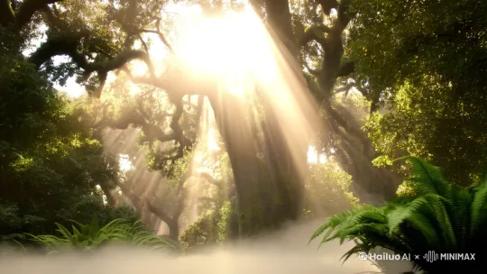 . 史诗级奇幻森林场景:晨雾弥漫的古老橡树林,阳光穿透巨型蕨类植物形成丁达尔效应,
异兽特写:银灰色狼身覆盖水晶质感龙鳞,关节处延伸出黑曜石般的骨刺,尾部是燃烧着幽蓝火焰的龙尾,瞳孔呈现熔岩裂纹状 by Hailuo AI Video Generator