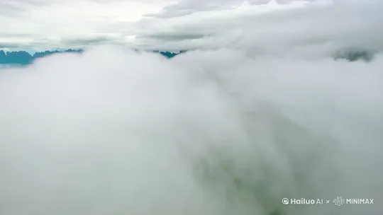 空镜推移：跟随仙鹤穿越云海，下方翡翠色群岛渐次显现 by Hailuo AI Video Generator