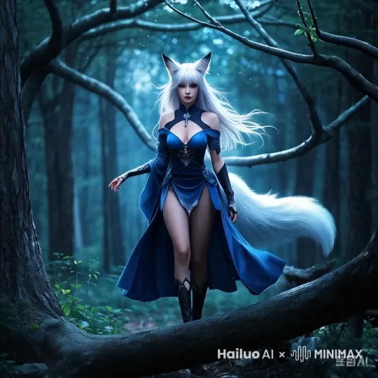 画面中女人在山林间奔跑 by Hailuo AI Video Generator