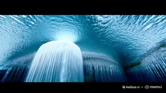 灵脉汇聚：瀑布逆流形成水晶穹顶，锦鲤群游过处绽放七彩珊瑚 by Hailuo AI Video Generator