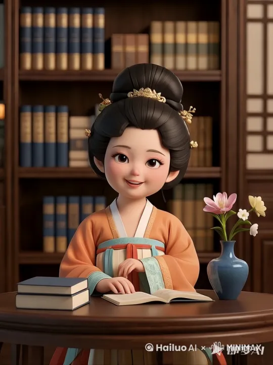 女子面对镜头，微笑地为镜头前的观众讲解古诗词相关知识，自信大方温婉优雅，固定镜头，画面温馨美好
 by Hailuo AI Video Generator