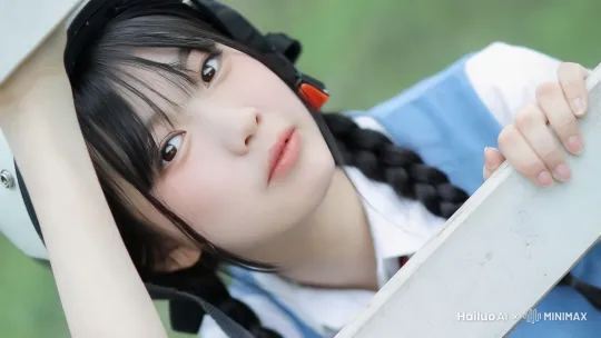 小美女略带害羞的会心一笑并吐了下舌头 by Hailuo AI Video Generator