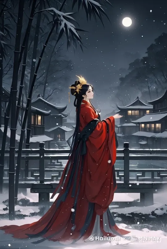 雪花缓慢飘落，镜头推进 by Hailuo AI Video Generator