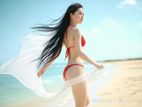 让美女转身[左摇]，面前镜头[推进,向下] by Hailuo AI Video Generator